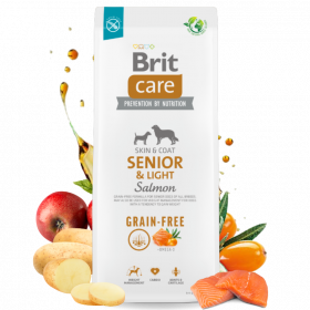 Brit Care Dog Grain-free Senior & Light - Пълноценна суха храна за кучета склонни към напълняване, със сьомга и картофи 